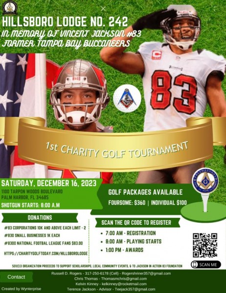 1st Annual Vincent Jackson Hillsboro Lodge No. 242 Charity Golf Tournament - Tampa