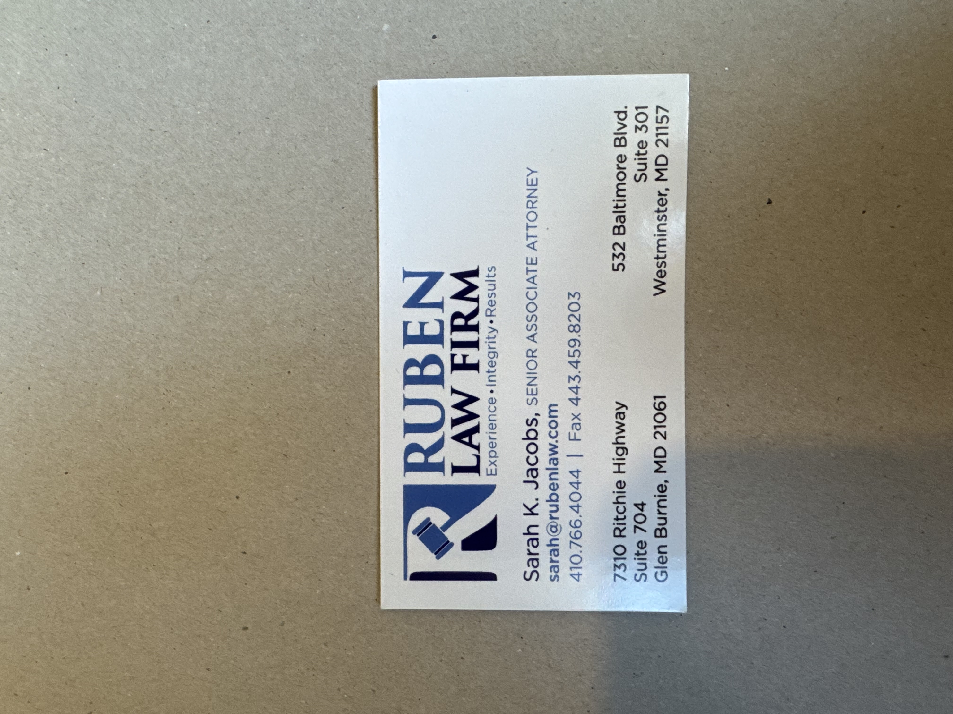 Sarah Jacobs, Esq. and the Ruben Law Firm